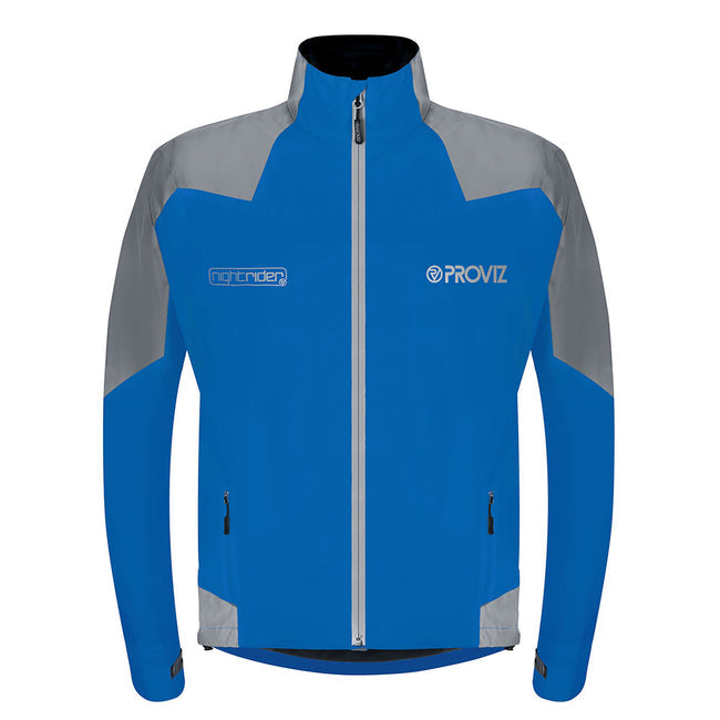 NightRider Men's Reflective Waterproof Cycling Jacket — Blue