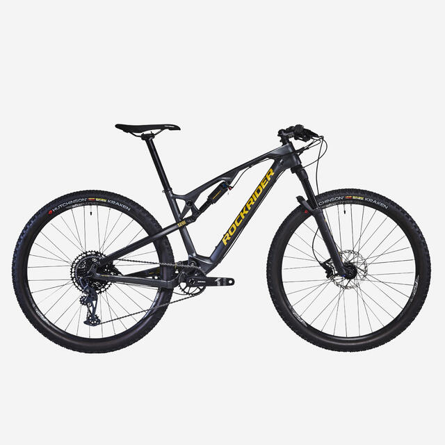 ROCKRIDER 29 inch Full Suspension Carbon Mountain Bike XC 500 - Grey
