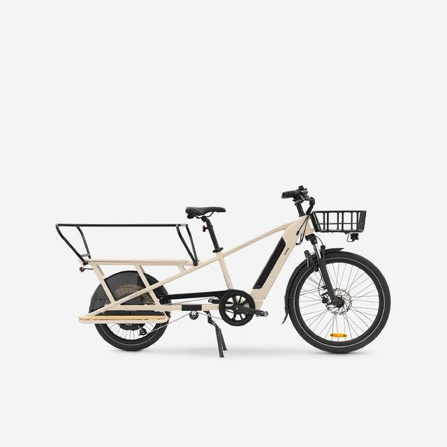 decathlon e-lastenfahrrad cargobike r500e longtail v2 hellgrün btwin größe BTWIN Rear Loading Electric Longtail Cargo Bike R500E