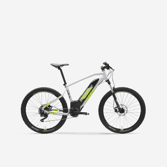 ROCKRIDER 27.5 Inch Electric Mountain Bike E-ST 520 - Grey/Yellow
