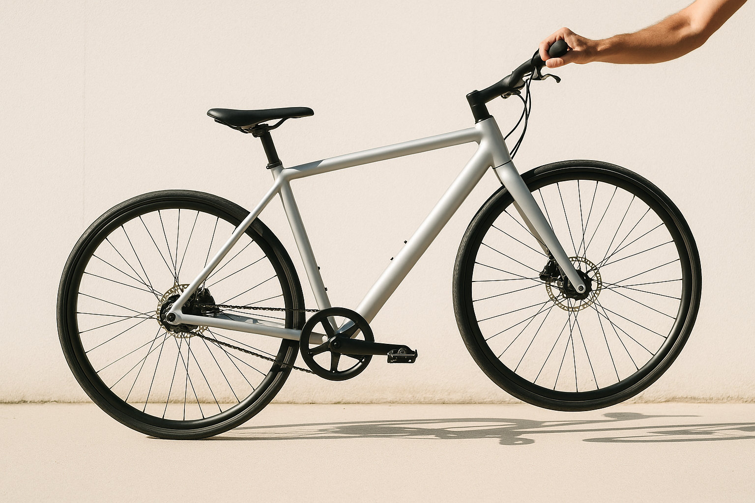A lightweight electric city bike lifted easily by one hand