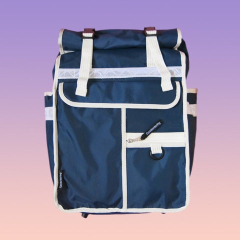 Rolltop Backpack Pannier Eco — Navy Blue & White