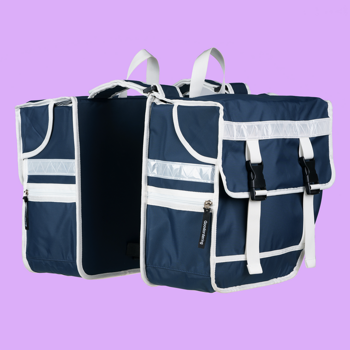 Double Pannier Cycling Bag — Navy Eco