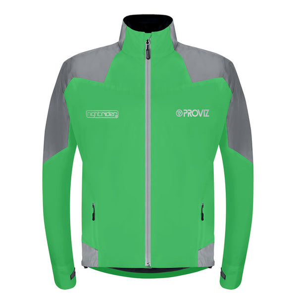 NightRider Men's Reflective Waterproof Cycling Jacket — Green