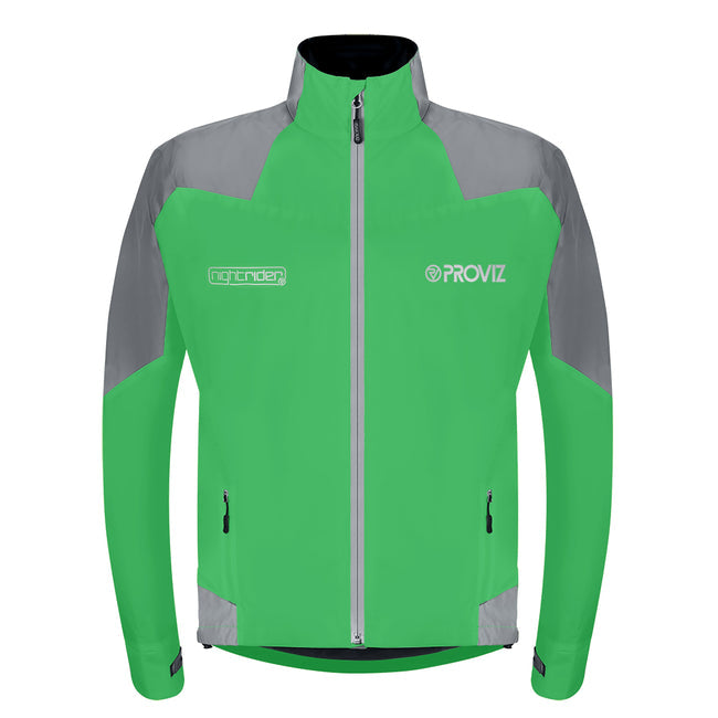 NightRider Men's Reflective Waterproof Cycling Jacket — Green