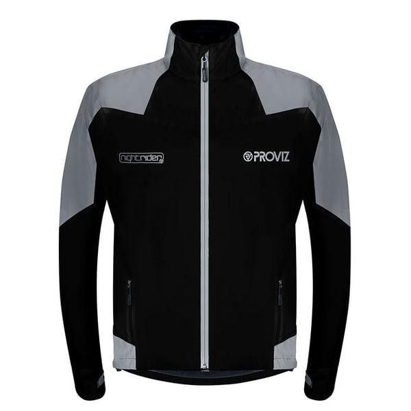 NightRider Men's Reflective Waterproof Cycling Jacket — Black