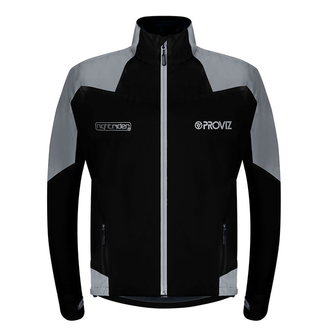 NightRider Men's Reflective Waterproof Cycling Jacket — Black