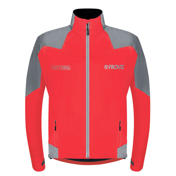 NightRider Men's Reflective Waterproof Cycling Jacket — Red