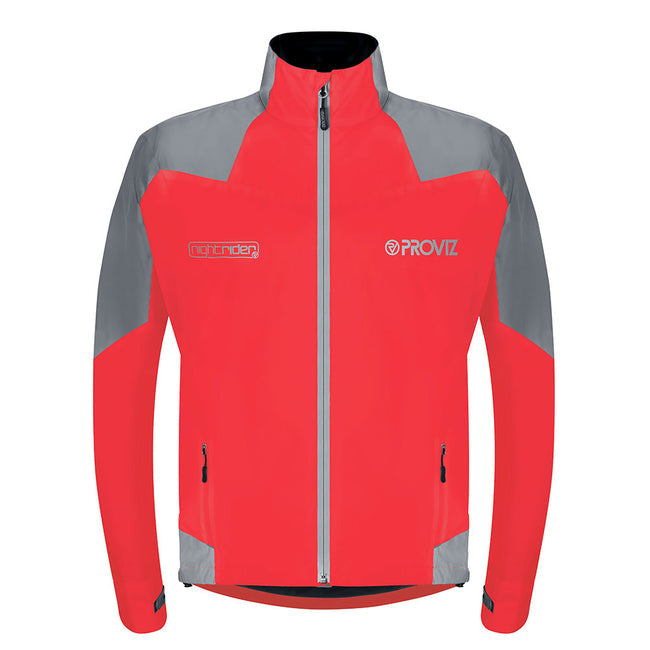 NightRider Men's Reflective Waterproof Cycling Jacket — Red